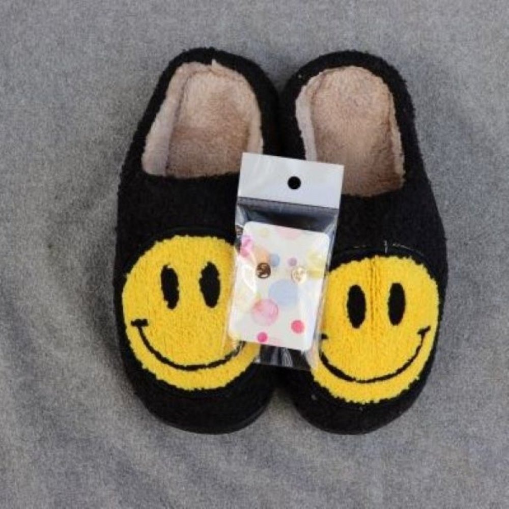 Smiley Face Slippers with Smiley earrings